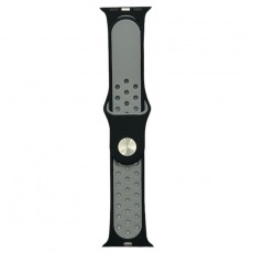 Ремешок силиконовый спорт для Apple Watch Series 38mm/40mm/41mm черно-серый N1