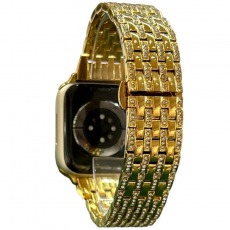 Ремешок для Apple Watch Series 42mm/44mm/45mm металлический женский "Стразы" №9 золото