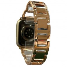 Ремешок для Apple Watch Series 38mm/40mm/41mm металлический женский "Стразы" №6 золото