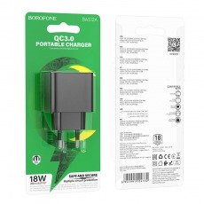 СЗУ Borofone BAS12A USB QC 3.0, 3A, черный