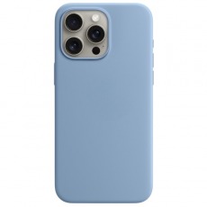 Чехол для iPhone 15 Pro Max MagSafe Silicone Case 1:1 (закрытый низ) голубой