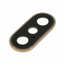 Стекло камеры для iPhone XS Max с рамкой золотое OEM
