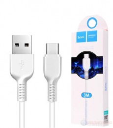 Кабель Hoco X20 TYPE - C USB 3м 3A белый