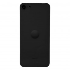 Задняя крышка для iPhone SE (2020) (черный) (Ростест) (c увеличенным вырезом под камеру) (с лого)