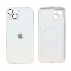Чехол стеклянный-матовый для iPhone 12 с защитой камеры (MagSafe) белый