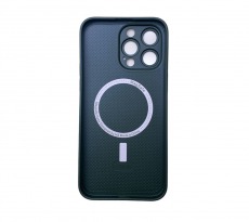 Чехол стеклянный-матовый для iPhone 12 Pro Max с защитой камеры (MagSafe) зеленый