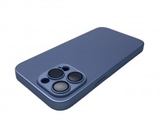 Чехол стеклянный-матовый для iPhone 13 Pro Max с защитой камеры (MagSafe) голубой