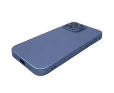 Чехол стеклянный-матовый для iPhone 13 Pro Max с защитой камеры (MagSafe) голубой