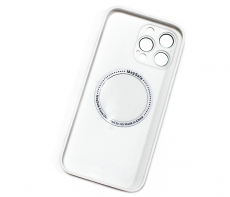 Чехол стеклянный-матовый для iPhone 13 Pro Max с защитой камеры (MagSafe) белый