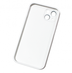 Чехол стеклянный-матовый для iPhone 14 с защитой камеры (MagSafe) белый