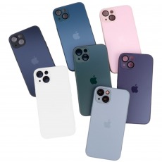 Чехол стеклянный-матовый для iPhone 14 Plus с защитой камеры (MagSafe) фиолетовый