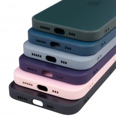 Чехол стеклянный-матовый для iPhone 11 с защитой камеры (MagSafe) фиолетовый