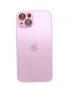 Чехол стеклянный-матовый для iPhone 13 с защитой камеры (MagSafe) розовый