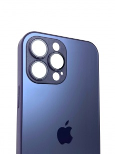 Чехол стеклянный-матовый для iPhone 14 Pro с защитой камеры (MagSafe) фиолетовый