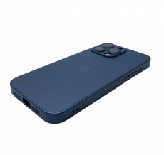 Чехол стеклянный для iPhone 14 Pro с защитой камеры (MagSafe) синий