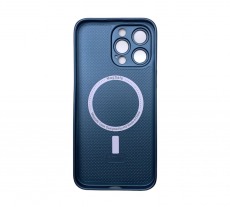 Чехол стеклянный для iPhone 14 Pro с защитой камеры (MagSafe) синий