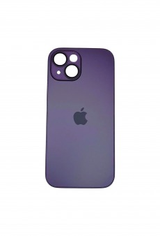 Чехол стеклянный-матовый для iPhone 15 с защитой камеры (MagSafe) фиолетовый