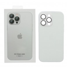 Чехол стеклянный для iPhone 15 Pro Max с защитой камеры (MagSafe) белый