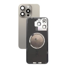 Корпус в сборе с задней крышкой для iPhone 15 Pro Max (Ростест) (натуральный титан)