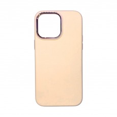 Чехол Apple iPhone 14 Pro Max Silicone Case с металлическими кнопками и рамкой персиковый