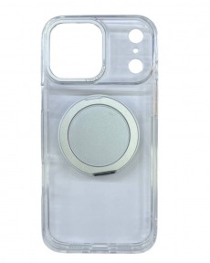 Чехол для iPhone 17 Pro Max с магнитным кольцом и подставкой прозрачный