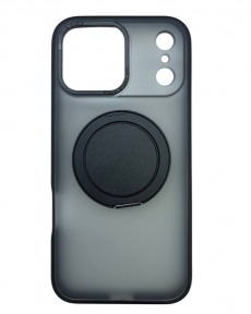 Чехол для iPhone 17 Pro Max с магнитным кольцом и подставкой черный