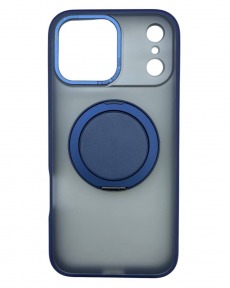 Чехол для iPhone 17 Pro с магнитным кольцом и подставкой синий
