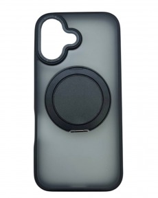 Чехол для iPhone 17 с магнитным кольцом и подставкой черный