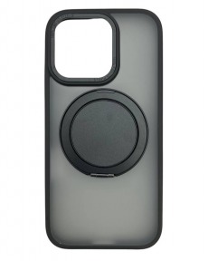 Чехол для iPhone 15 Pro Max с магнитным кольцом и подставкой черный