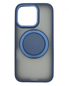 Чехол для iPhone 16 Pro с магнитным кольцом и подставкой синий