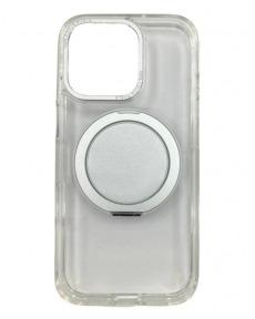 Чехол для iPhone 16 Pro Max с магнитным кольцом и подставкой прозрачный