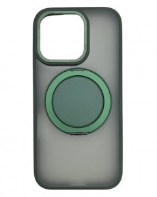 Чехол для iPhone 16 Pro Max с магнитным кольцом и подставкой зеленый