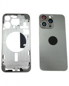 Корпус в сборе с задней крышкой для iPhone 15 Pro Max (Ростест) (натуральный титан)