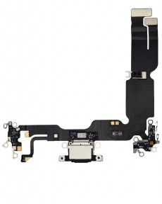 Шлейф для iPhone 15 Plus на системный разъем, микрофон, черный, OEM