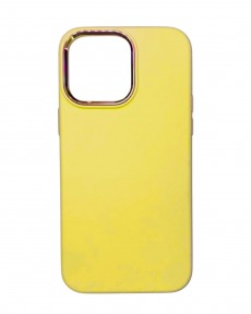 Чехол Apple iPhone 13 Pro Silicone Case с металлическими кнопками и рамкой для камеры (лимонный)