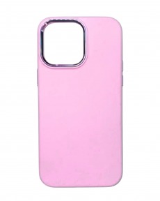 Чехол Apple iPhone 14 Pro Max Silicone Case с металлическими кнопками и рамкой розовый