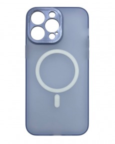 Чехол для Apple iPhone 14 Pro Max (с металлическими кнопкамии и защитой камеры) MagSafe (синий)