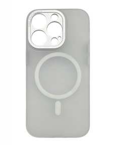 Чехол для Apple iPhone 14 Pro (с металлическими кнопкамии и защитой камеры) MagSafe (белый)