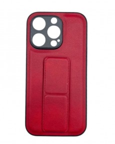 Чехол для iPhone 14 Pro Leather с подставкой красный