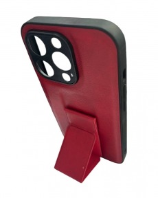 Чехол для iPhone 14 Pro Leather с подставкой красный