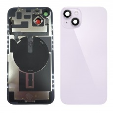 Задняя крышка для iPhone 14 plus в сборе со шлейфом вспышки, индукционной зарядкой и окошками камеры (фиолетовый)