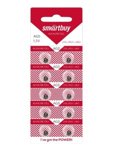 Элемент питания щелочной Smartbuy AG0 LR63 (G0/LR521/379A/179)