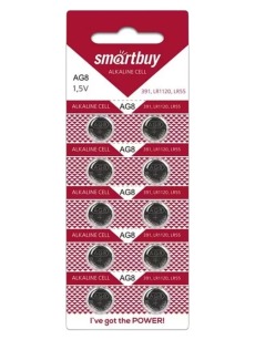 Элемент питания щелочной Smartbuy LR55,AG8,LR1120,G8,191,GP91A,391,SR1120W