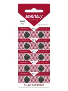 Элемент питания щелочной Smartbuy AG12 (AG12/G12/LR1142/386A/186)