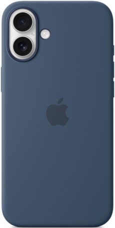 Чехол для iPhone 16 MagSafe Silicone Case 1:1 Denim (закрытый низ) синий